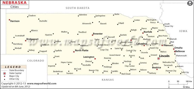 Nebraska Cities Map