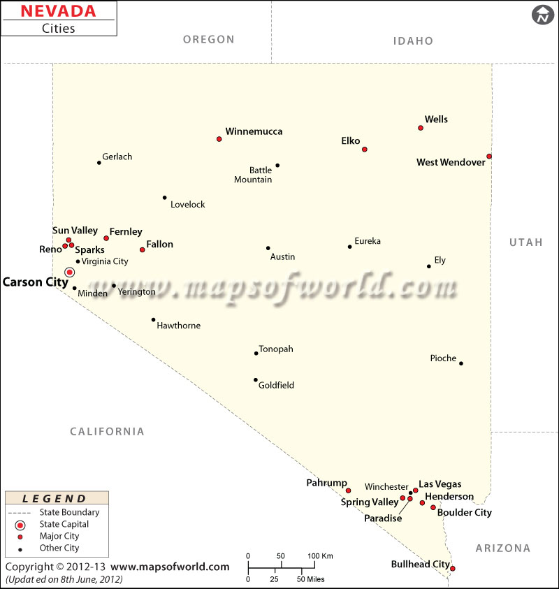 Map Of Nevada Cities Map Of Nevada Cities – Usa States