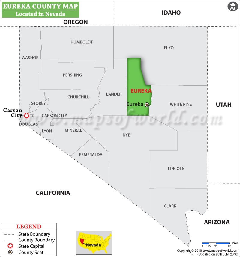 Eureka Map, Nevada