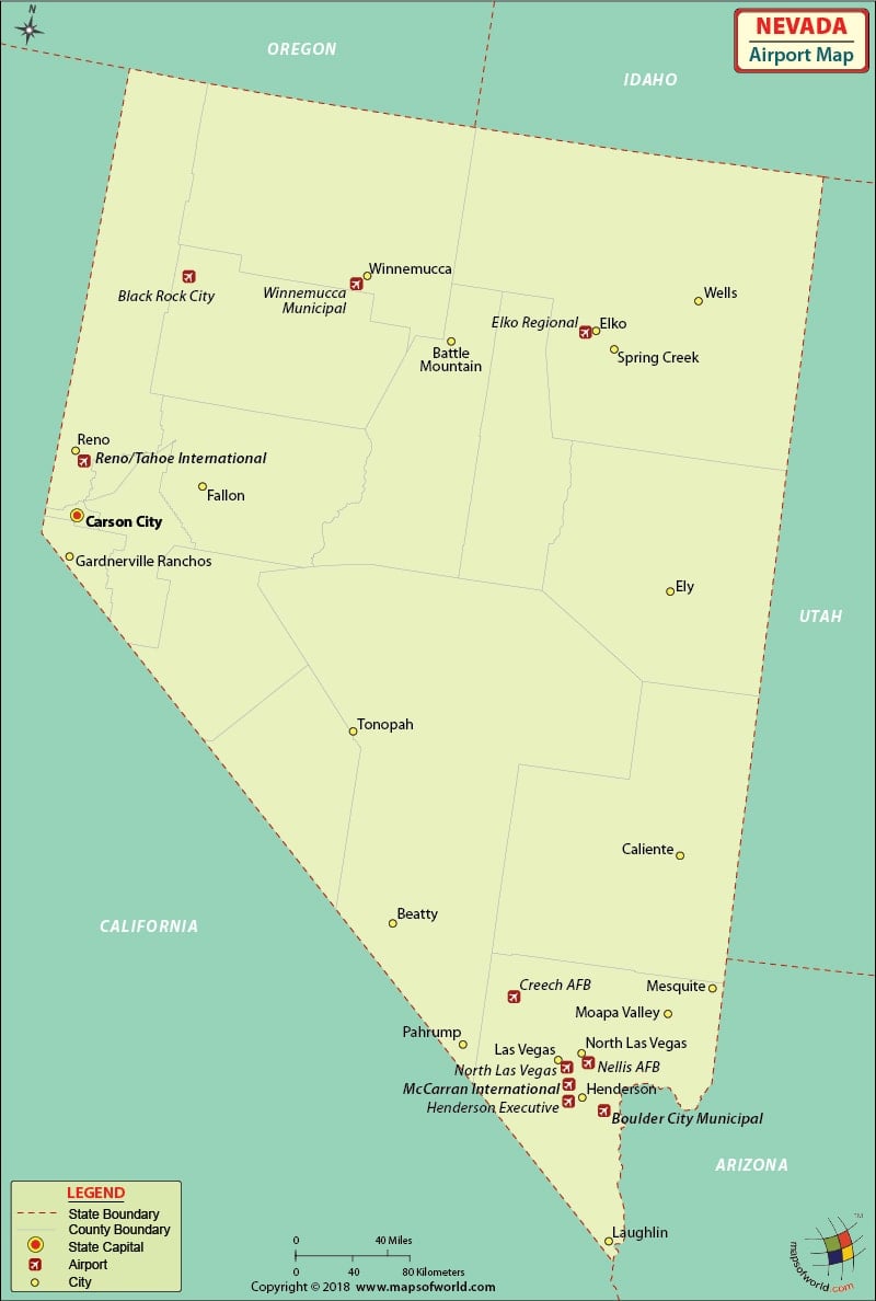 Nevada Airport Map