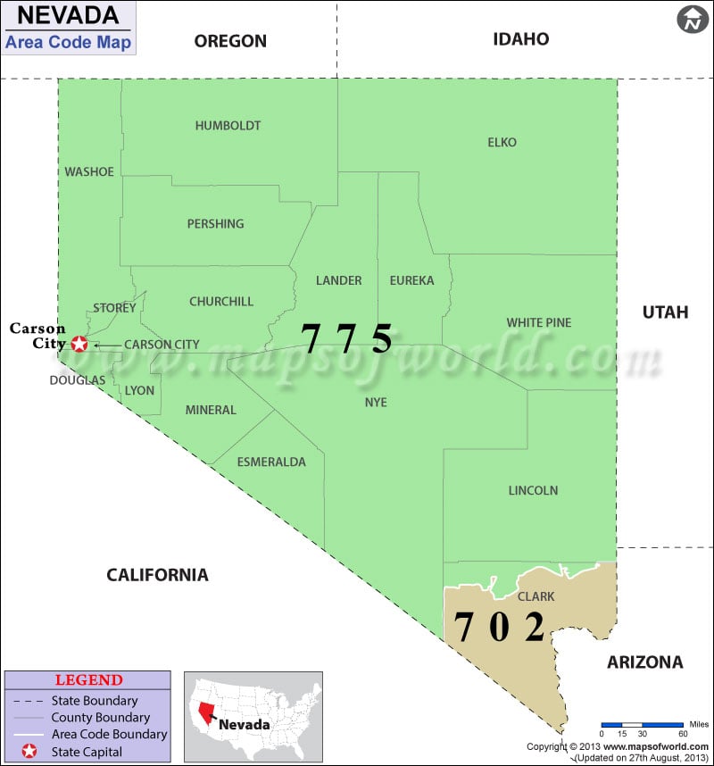 Nevada Area Code Maps