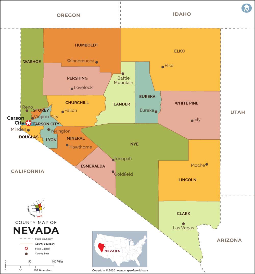 Nevada County Map | Nevada Counties Map | Nevada Counties