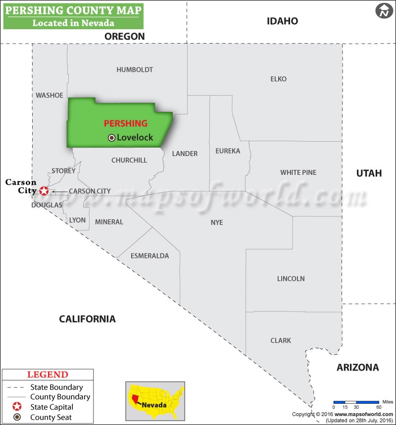 Pershing Map, Nevada
