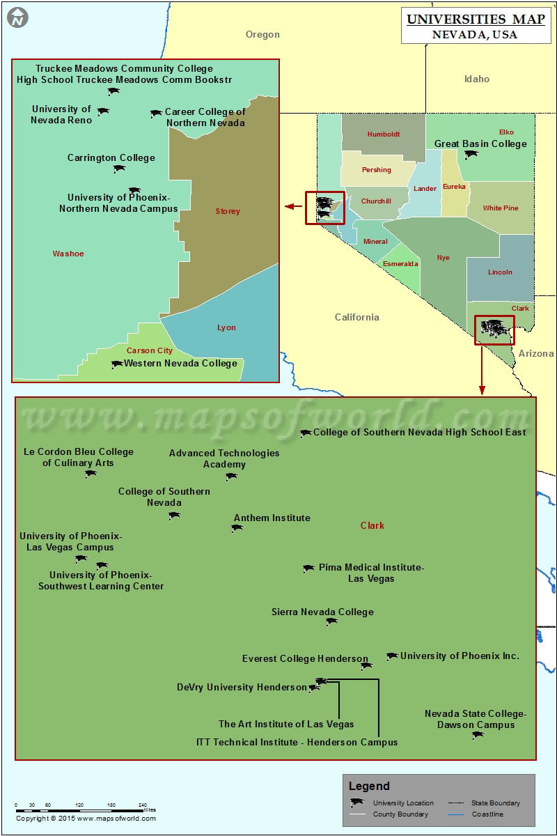 Colleges in Nevada Map