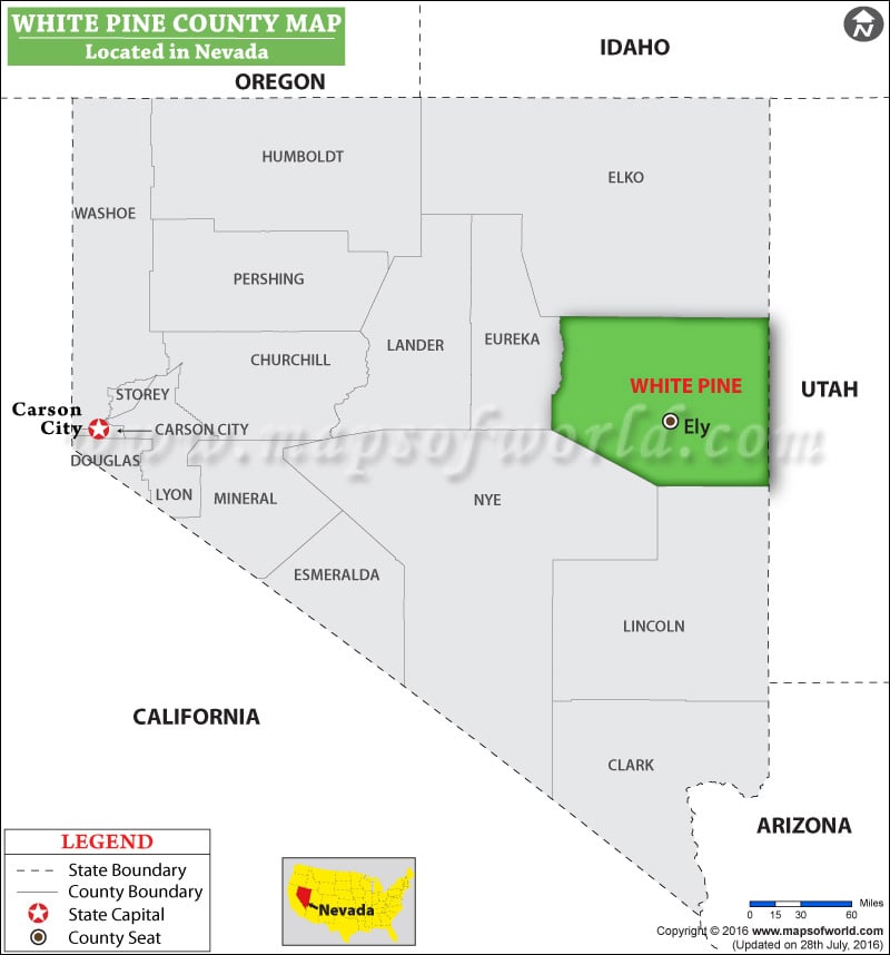 White Pine County Map, Nevada