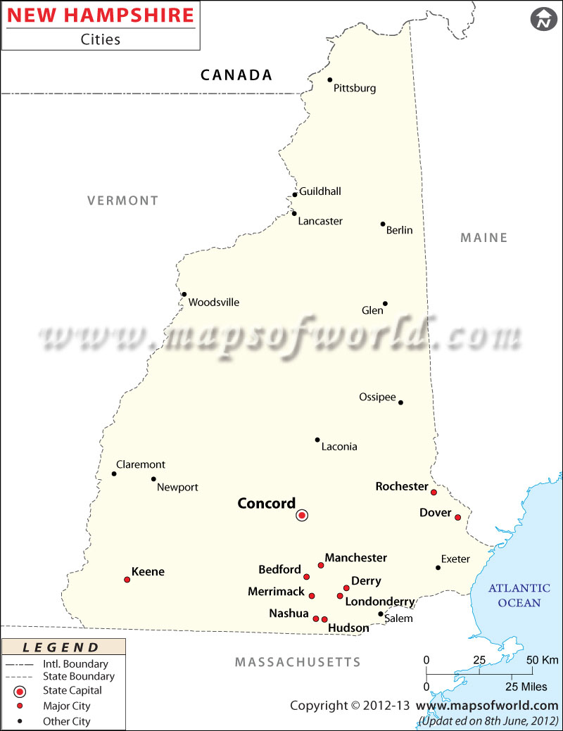 New Hampshire Cities Map