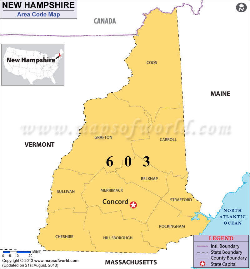 New Hampshire Area Code Maps