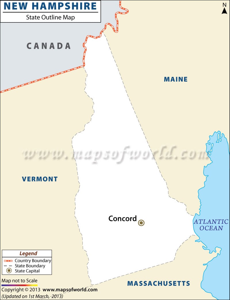 New Hampshire Outline Map