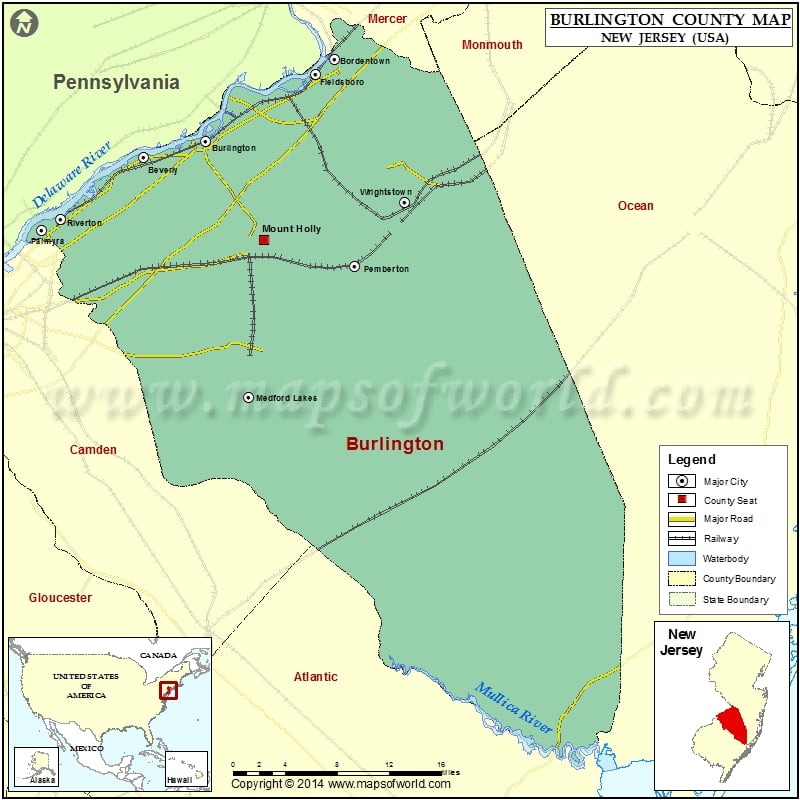 Burlington County Map, New Jersey