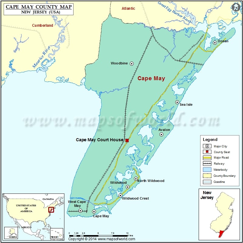 Cape May County Map, New Jersey