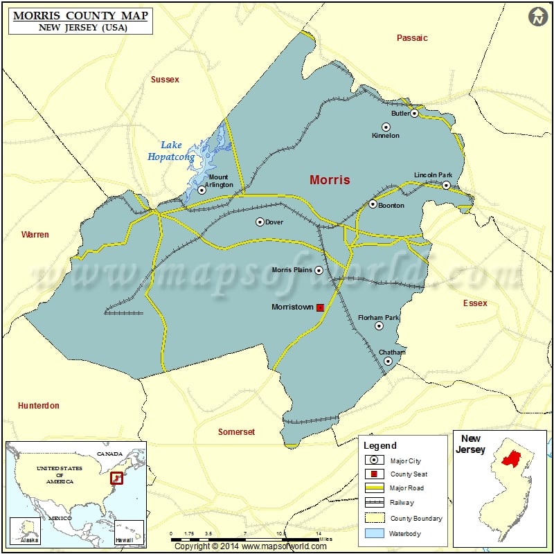 Morris County Map, New Jersey