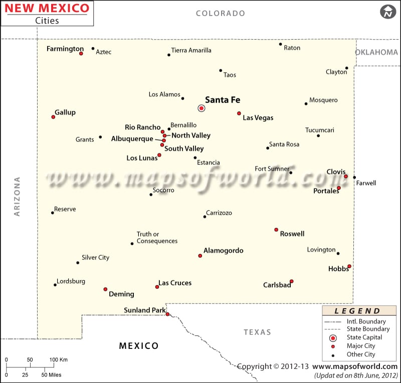 New Mexico Cities Map