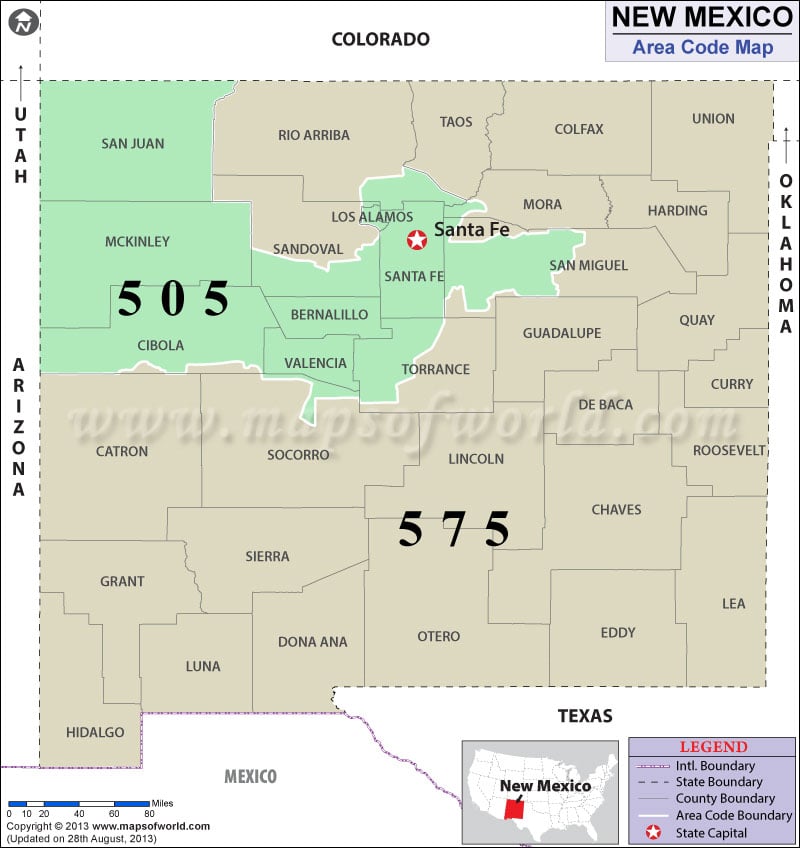 New Mexico Area Code Map