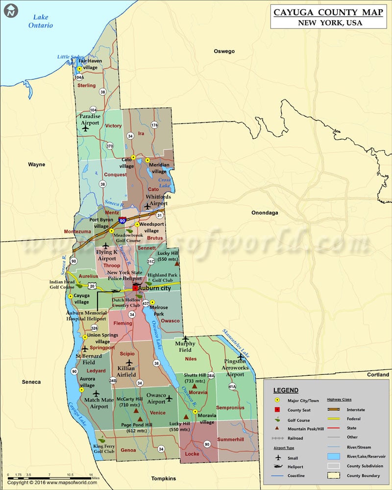 Cayuga County Map, NY