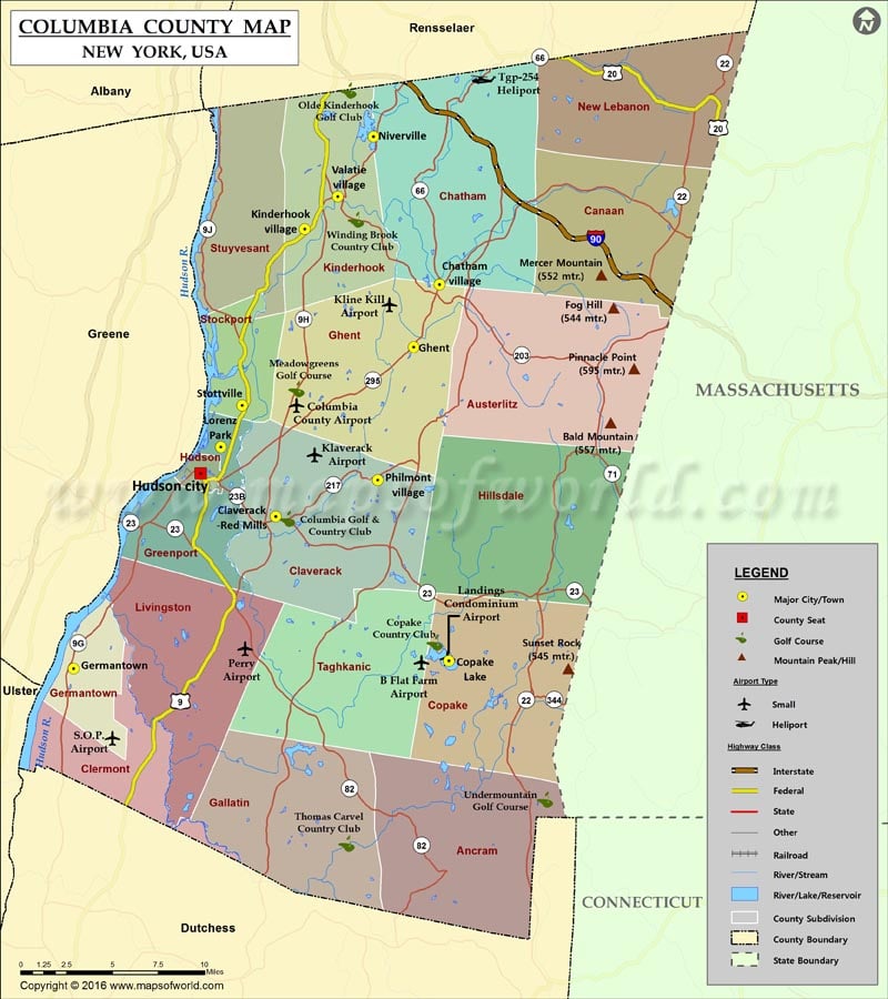 Columbia County Map, NY