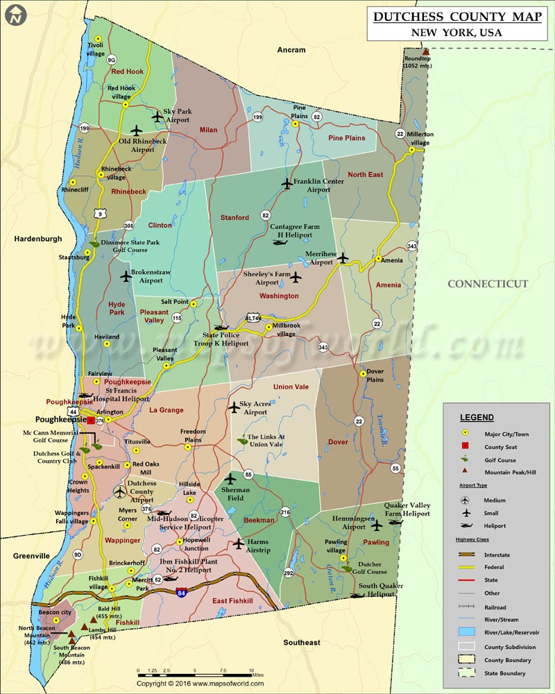 Dutchess County Map, NY