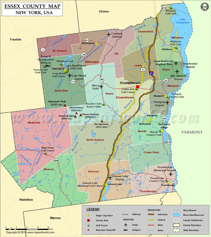 Essex County Map, NY