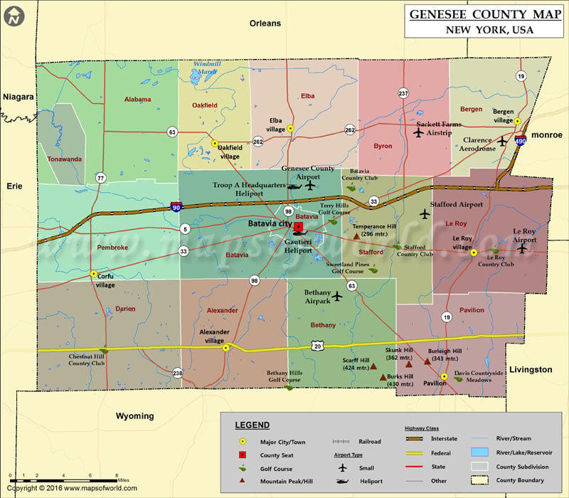 Genesee County Map, NY