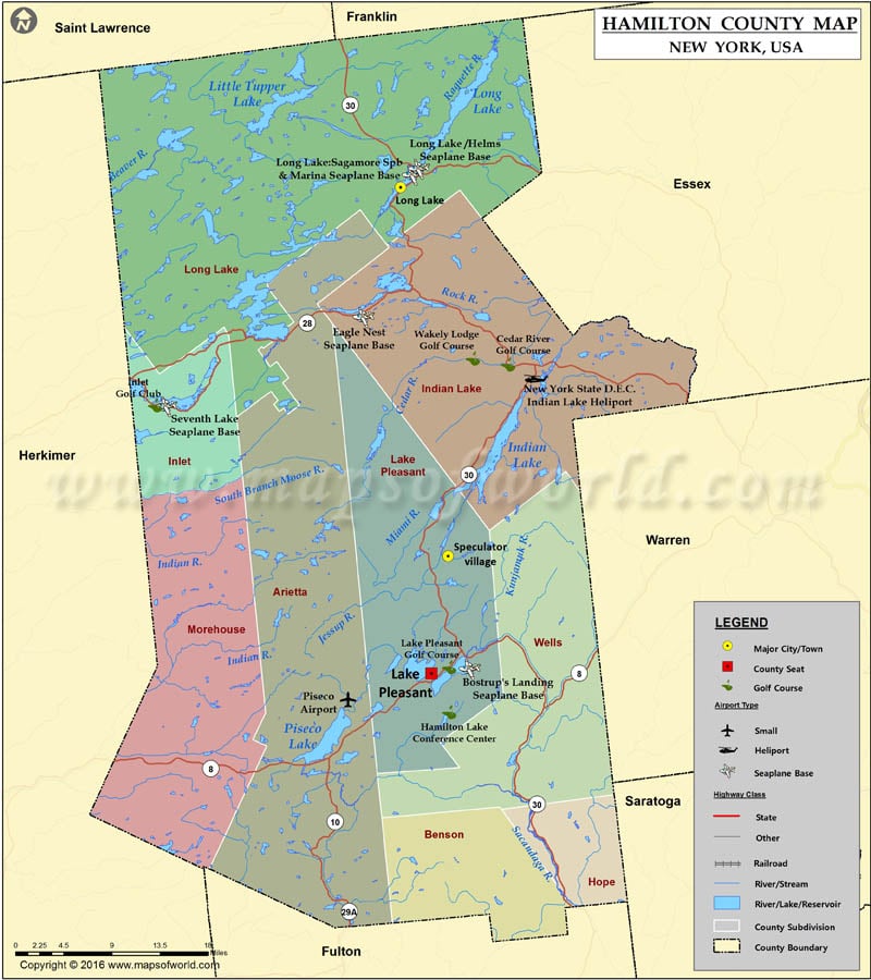 Hamilton County Map, NY