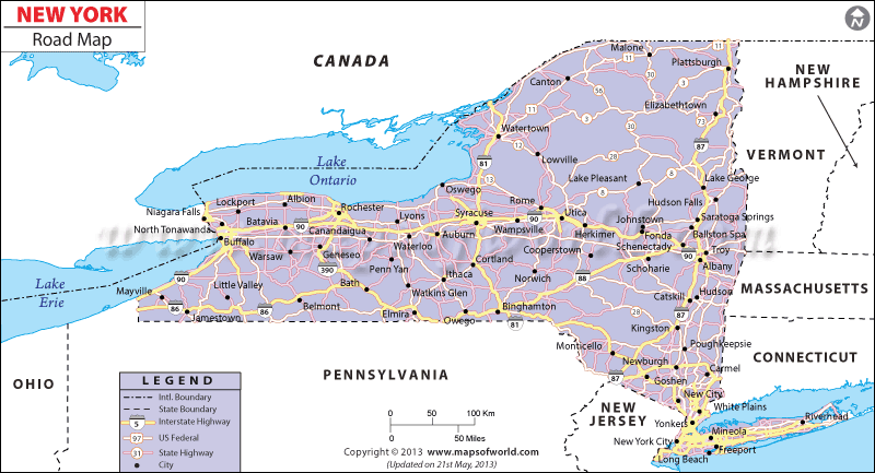 Road Map of New York State