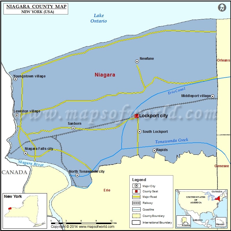 Niagara County Map, NY