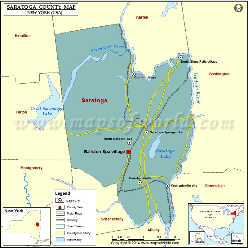 Saratoga County Map, NY