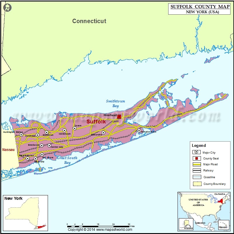 Suffolk County Map, NY