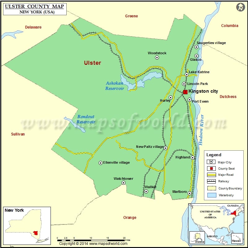Ulster County Map, NY