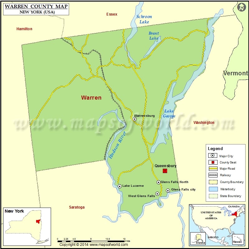 Warren County Map, NY