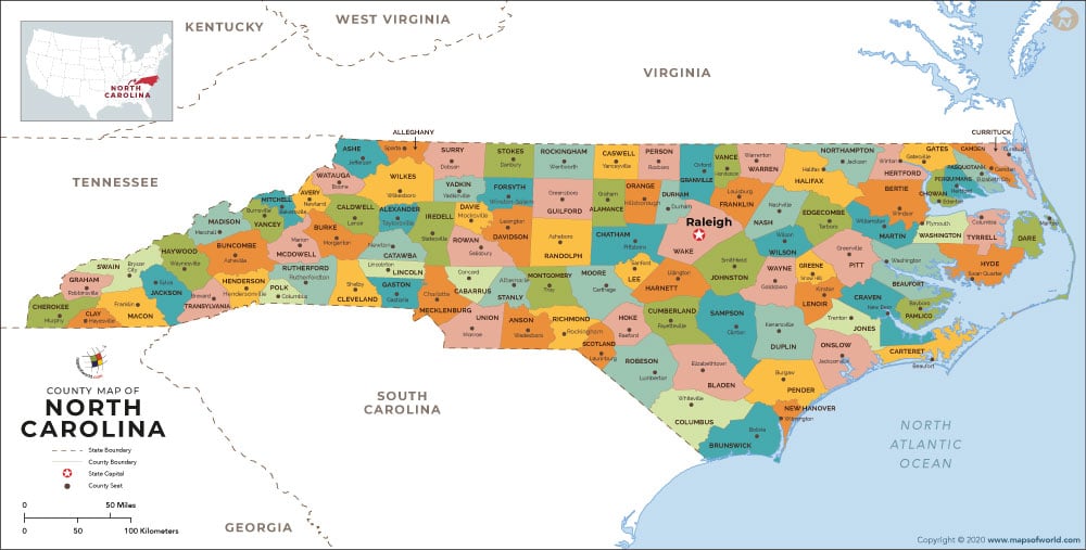 NC County Map, North Carolina County Map Maps of World