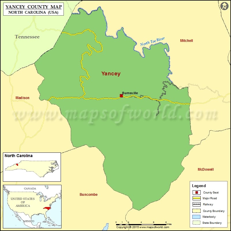 Yancey County Map