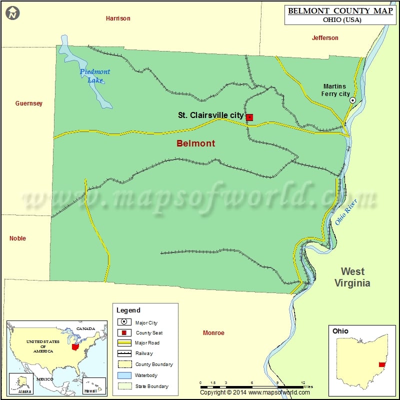 Belmont County Map, Ohio