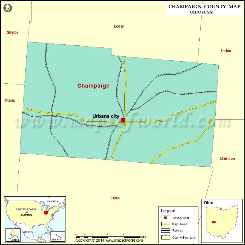 Champaign County Map, Ohio