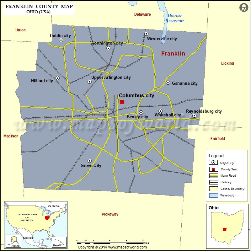 Franklin County Map, Ohio