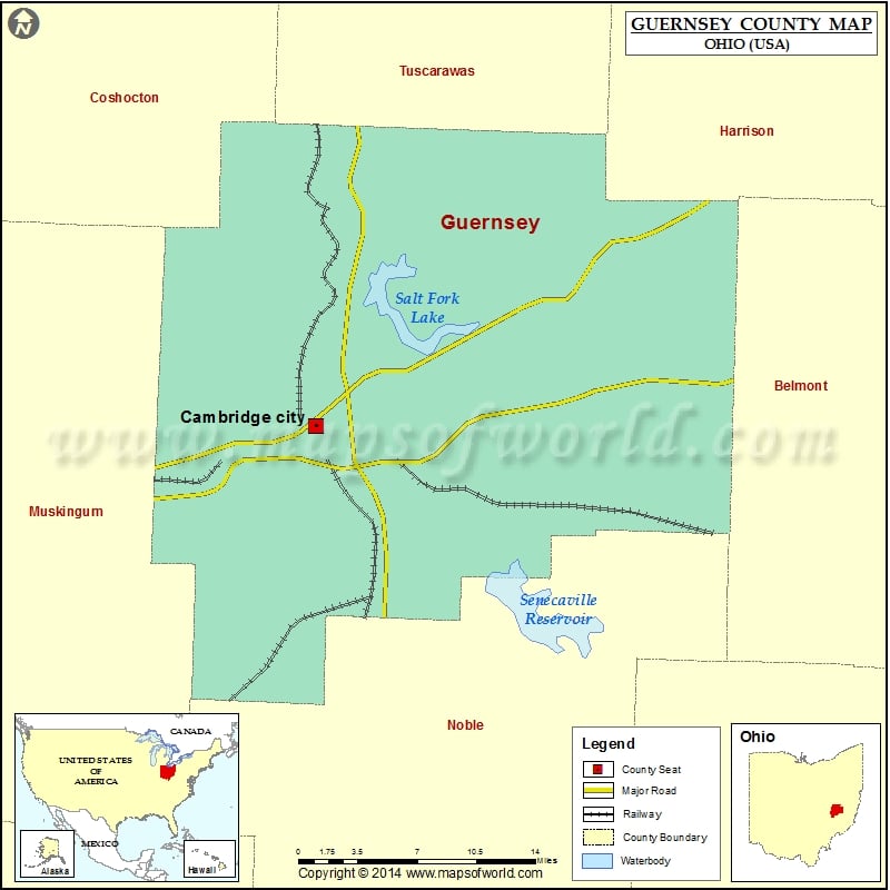 Guernsey County Map, Ohio