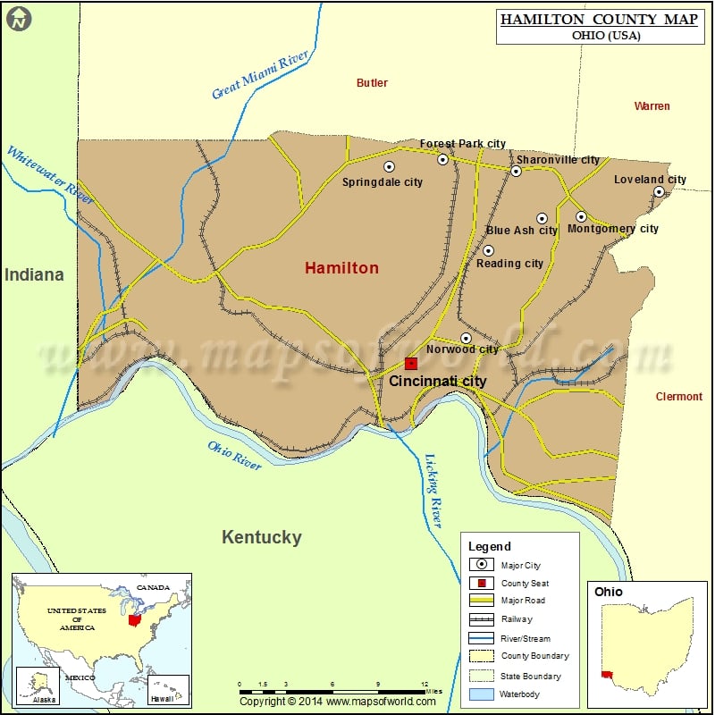 Hamilton County Map, Ohio