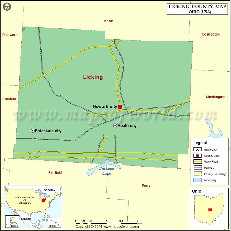 Licking County Map, Ohio