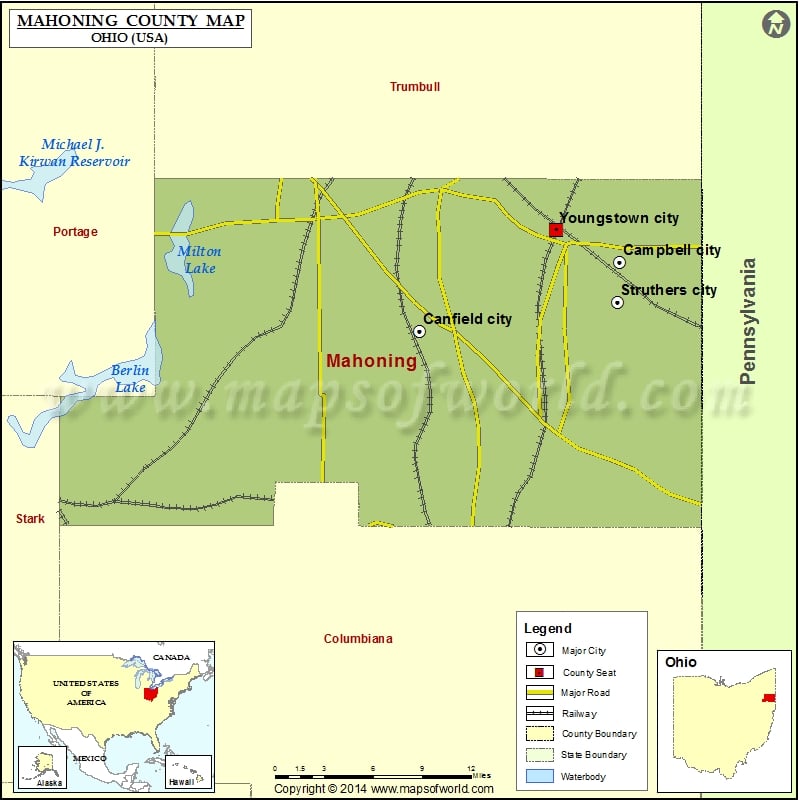 Mahoning County Map, Ohio