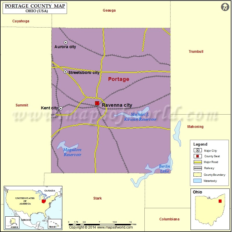 Portage County Map, Ohio