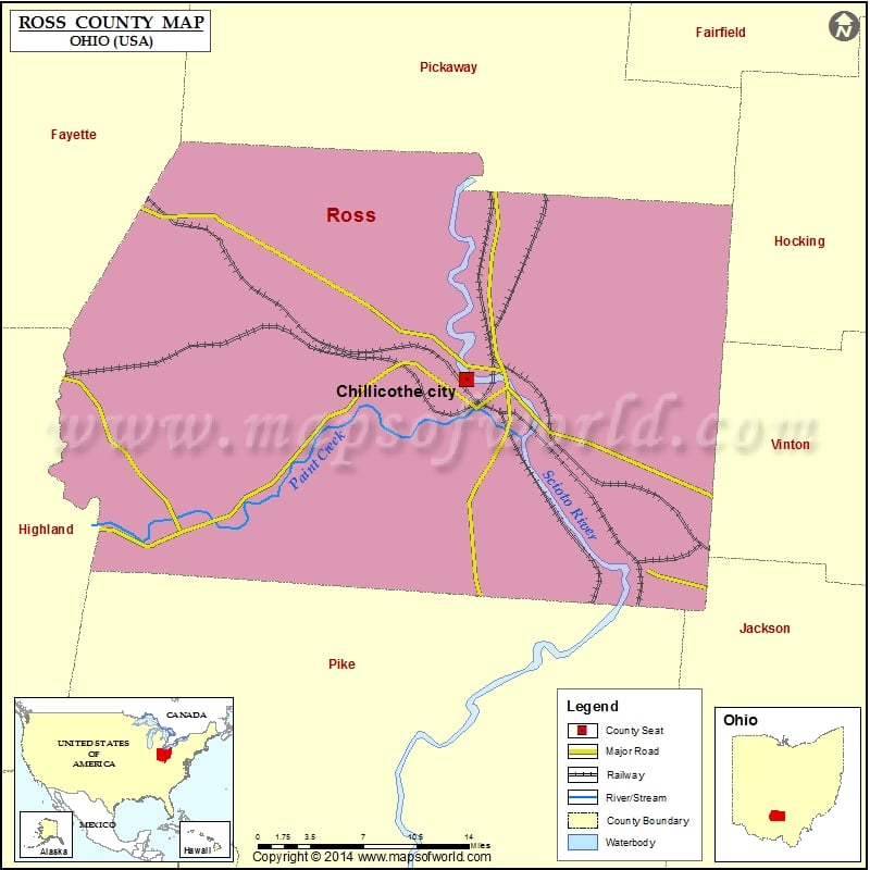 Ross County Map, Ohio