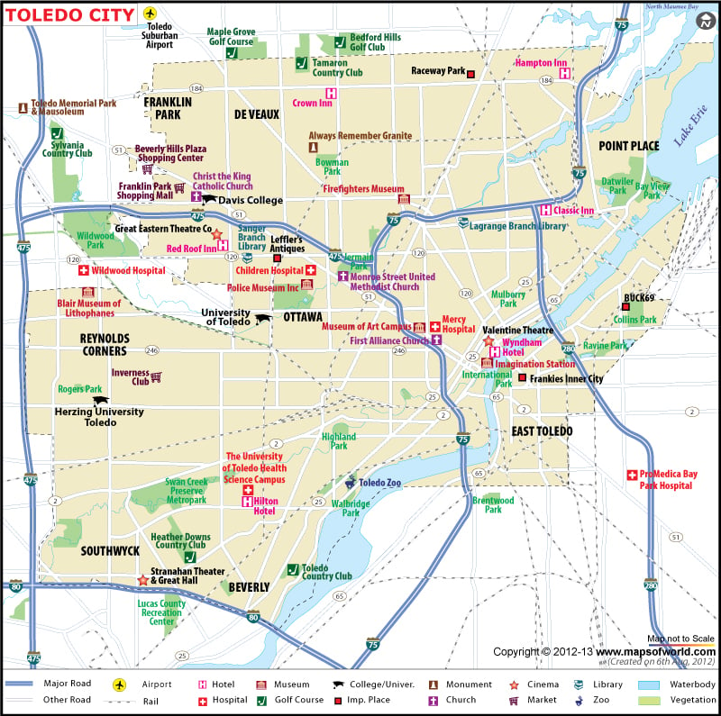 Toledo City Map, Ohio
