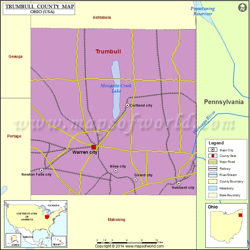 Trumbull County Map, Ohio