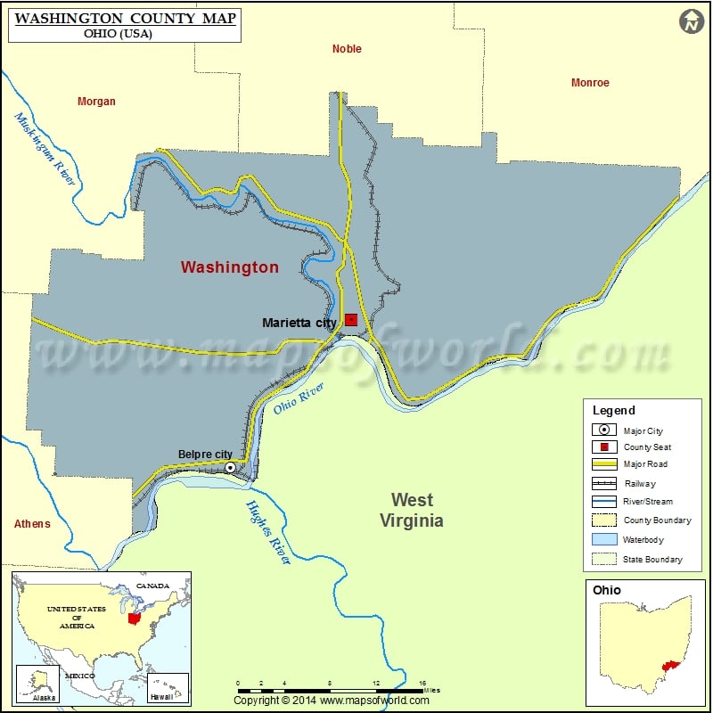 Washington County Map, Ohio