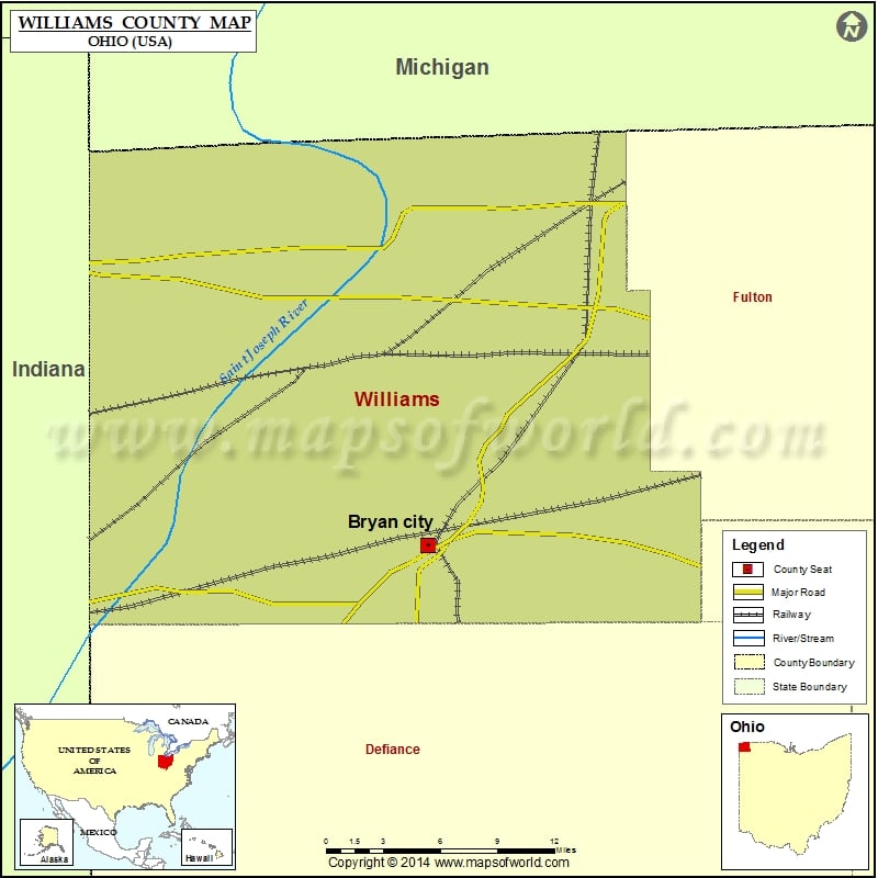 Williams County Map, Ohio