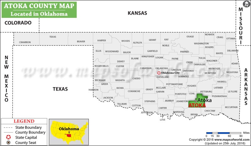 Atoka County Map, Oklahoma