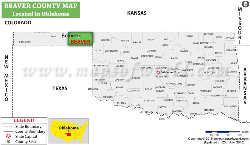 Beaver County Map, Oklahoma