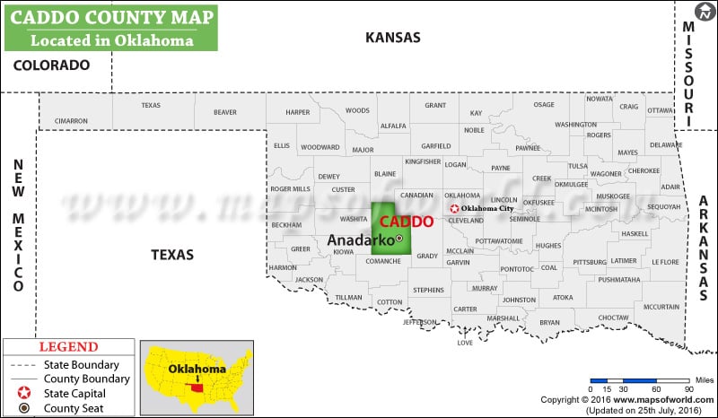 Caddo County Map, Oklahoma