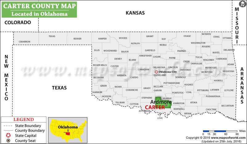 Carter County Map, Oklahoma