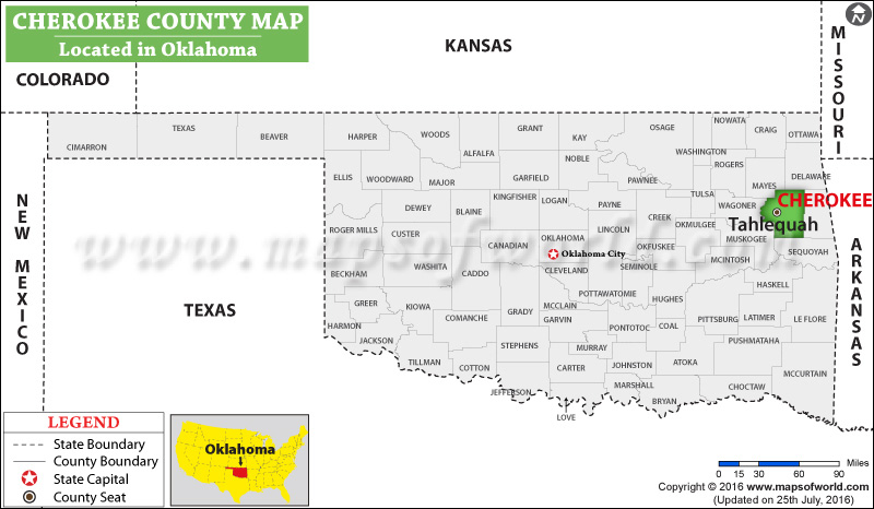 Cherokee County Map, Oklahoma