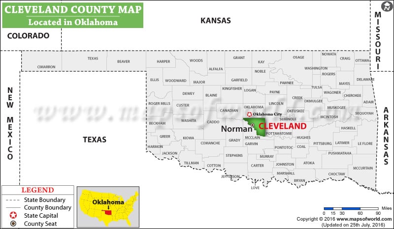 Cleveland County Map, Oklahoma